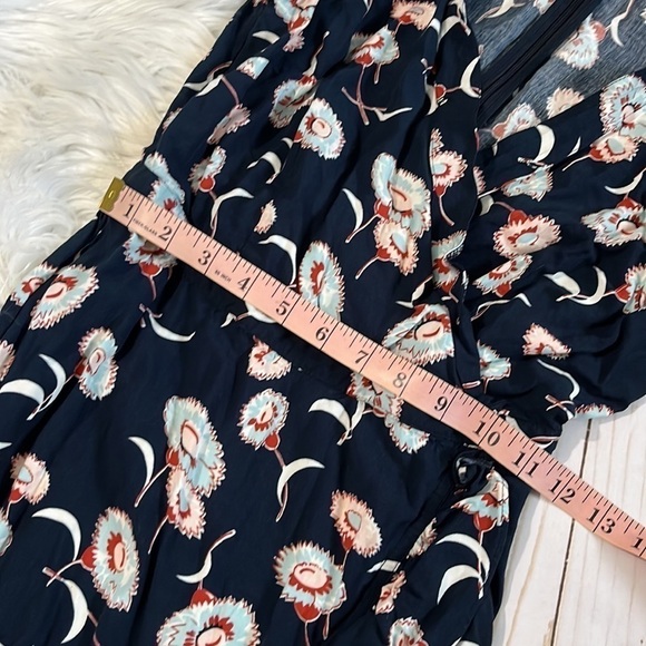 J Crew Mercantile navy floral wrap dress size 0 - Picture 9 of 11